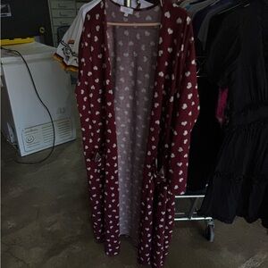 LuLaRoe Burgundy Heart Pattern Cardigan